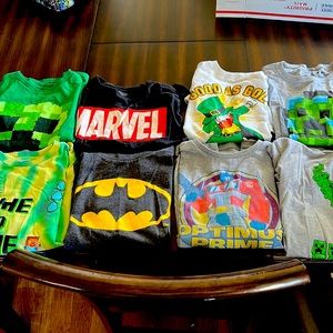 Boys Size 10/12 SS Short Sleeve T Shirt Lot Set Spring Summer Minecraft Marvel